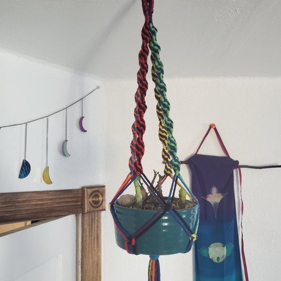 Rainbow Macramé Plant Hanging - Picture 3 of 7